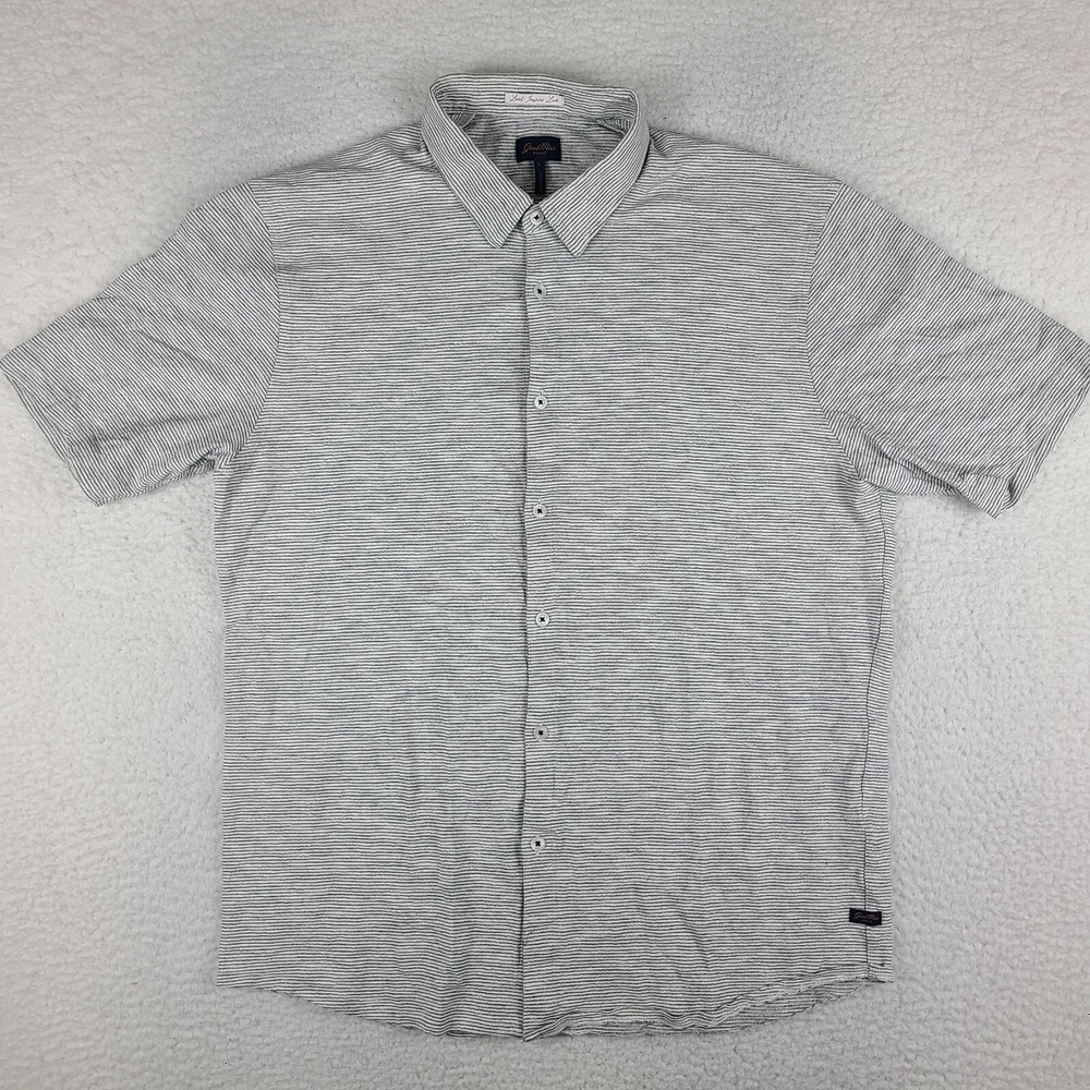 Goodman Shirt Mens‎ Large Black White Striped Casual Hawaiian Button Up